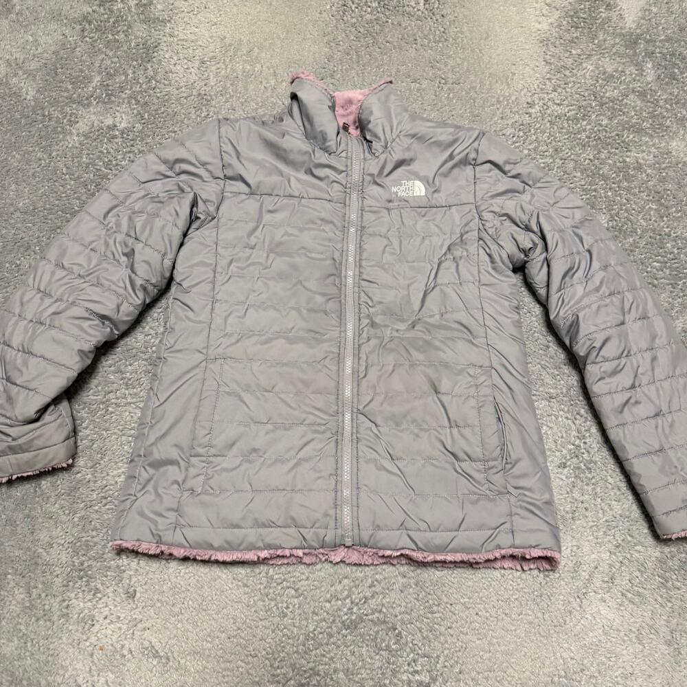 The North Face Coat Kids Youth XL 18 Gray Purple Reversible Puffer Jacket